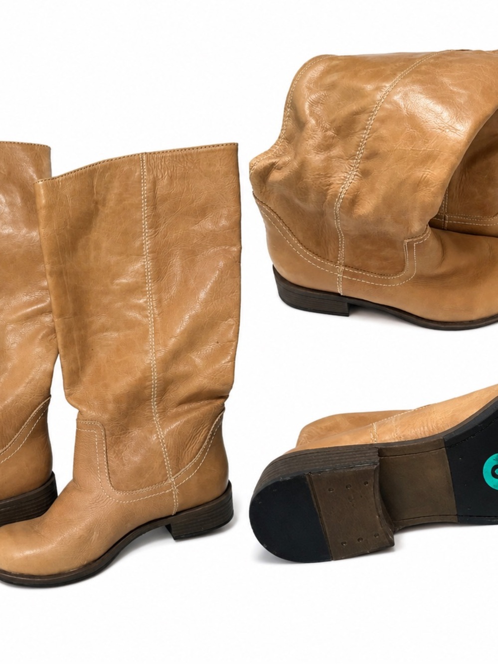 Kenneth Cole Reaction Tried & Tide Tan Leather Riding Boots Size 8 NWT